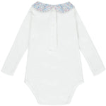 Eloise Long Sleeve Bodysuit with Blue Liberty collar - souzu.co.uk
