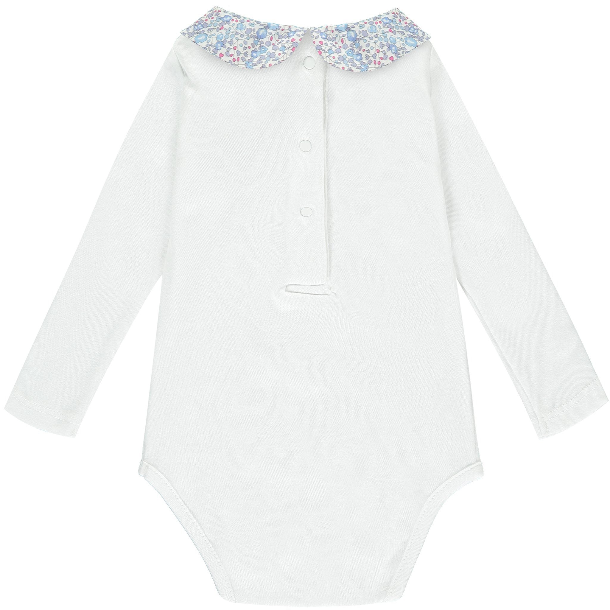 Eloise Long Sleeve Bodysuit with Blue Liberty collar - souzu.co.uk