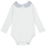 Eloise Long Sleeve Bodysuit with Blue Liberty collar - souzu.co.uk