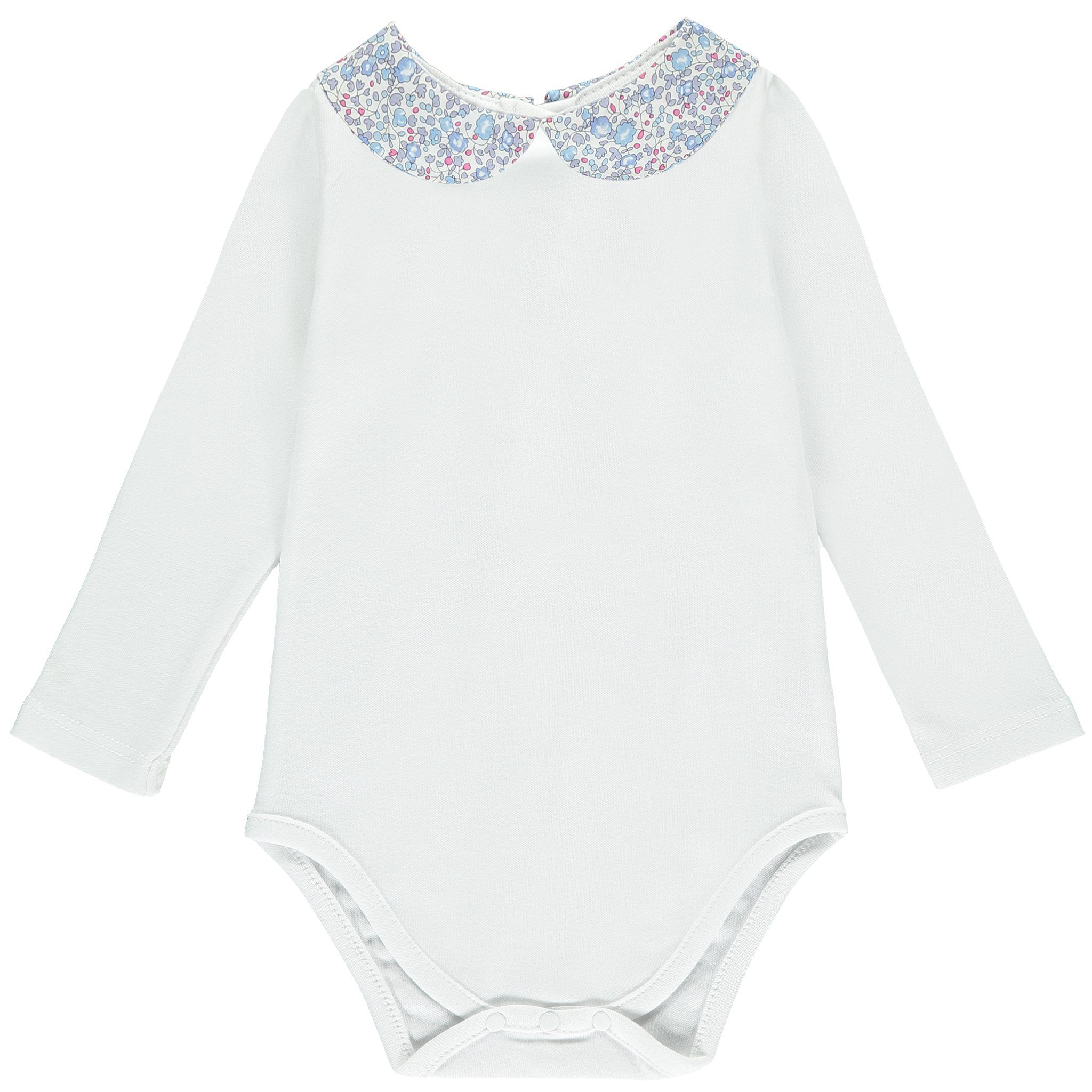 Eloise Long Sleeve Bodysuit with Blue Liberty collar - souzu.co.uk
