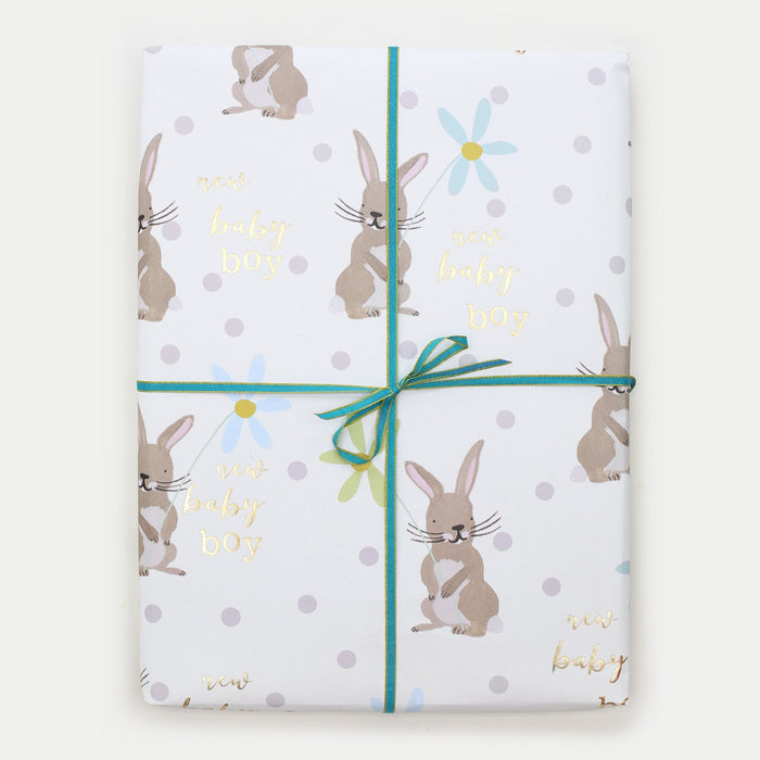 Bunny New Baby Boy Wrapping Paper