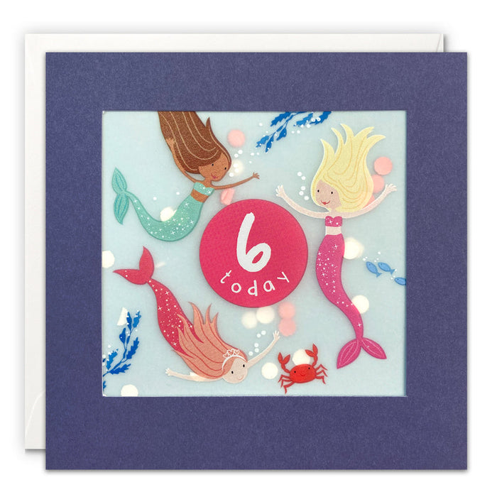 Age 6 Mermaids Shakies Birthday Card