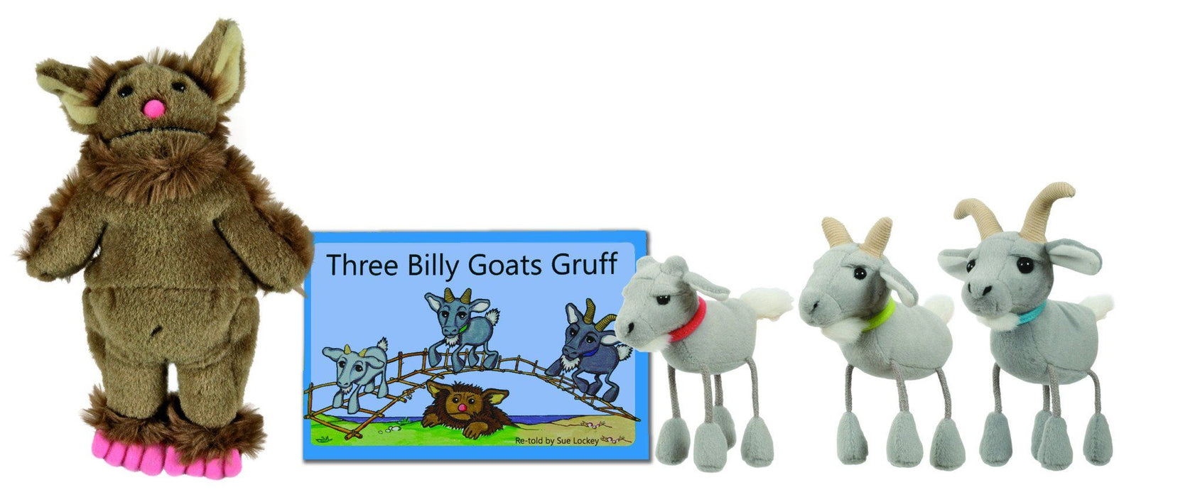 Three Billy Goats Gruff Finger Puppets & Book Set - souzu.co.uk