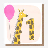 Giraffe 1st Birthday Card