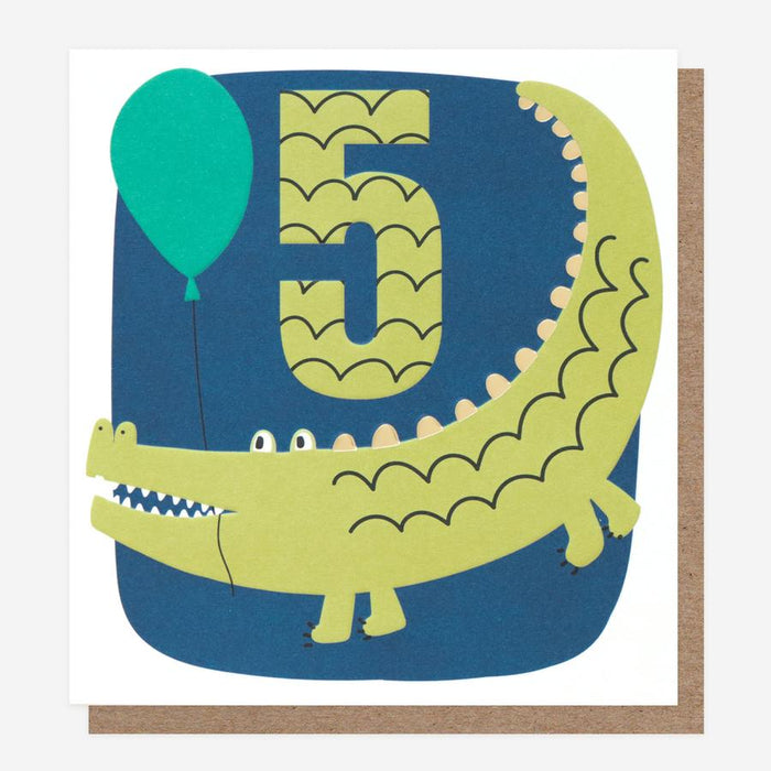 Crocodile 5th Birthday Card