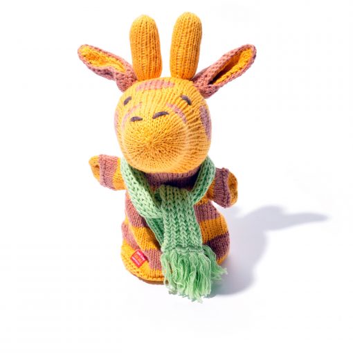 Hand Knitted Giraffe Hand Puppet in Organic Cotton