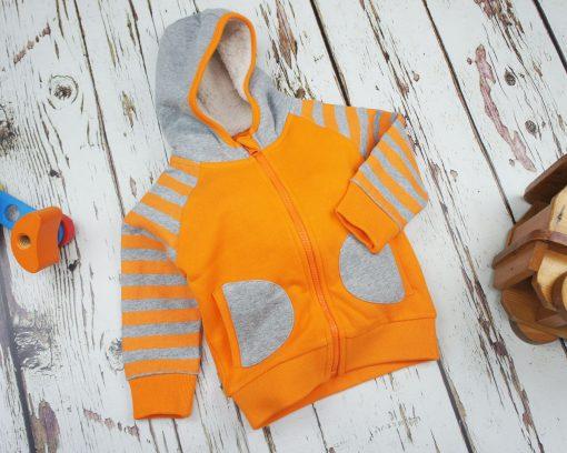 Striped Orange & Grey Hoodie - souzu.co.uk