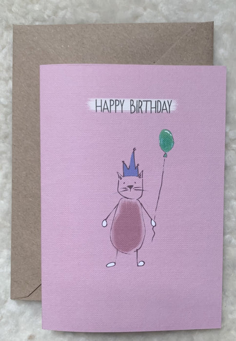 Cat Birthday Card (Pink)