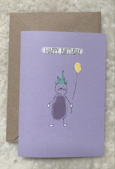 Cat Birthday Card (Purple)