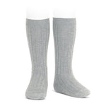 Condor Wide Ribbed Cotton Knee-High Aluminium Socks - souzu.co.uk